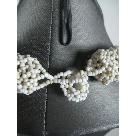 Vintage Glass Seed Bead Multi Strand Necklace Neutral Bohemian Statement 20 in - Picture 7 of 8